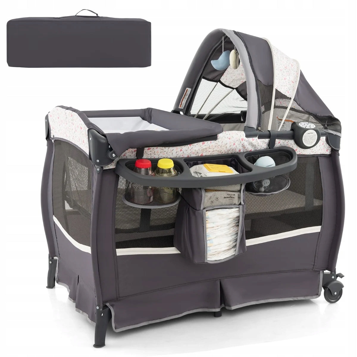 Travel cot Costway 102 x 73 cm black