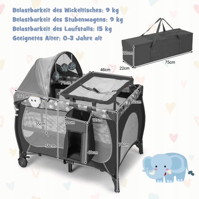 Travel cot Costway 102 x 74 cm multicolor