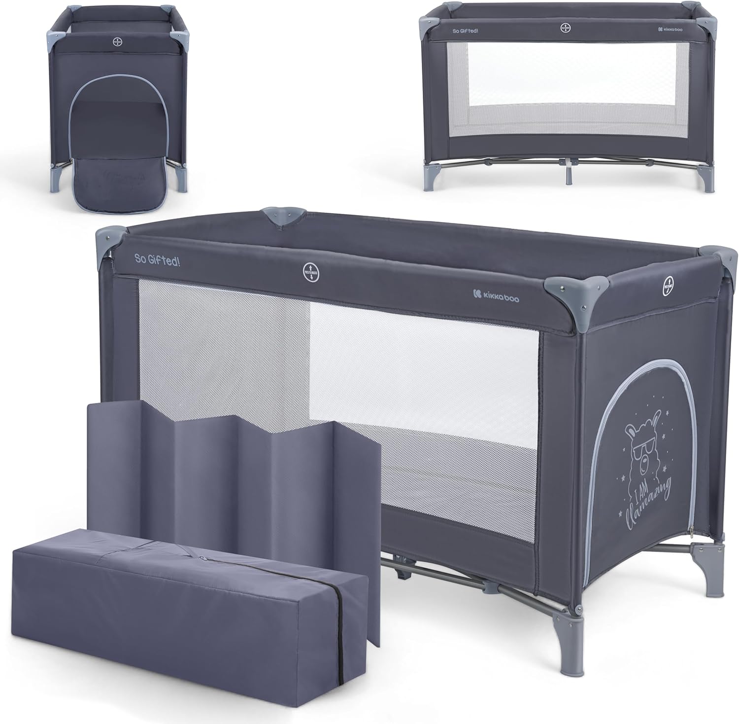 Travel cot Kikkaboo So Gifted blue sea playpen