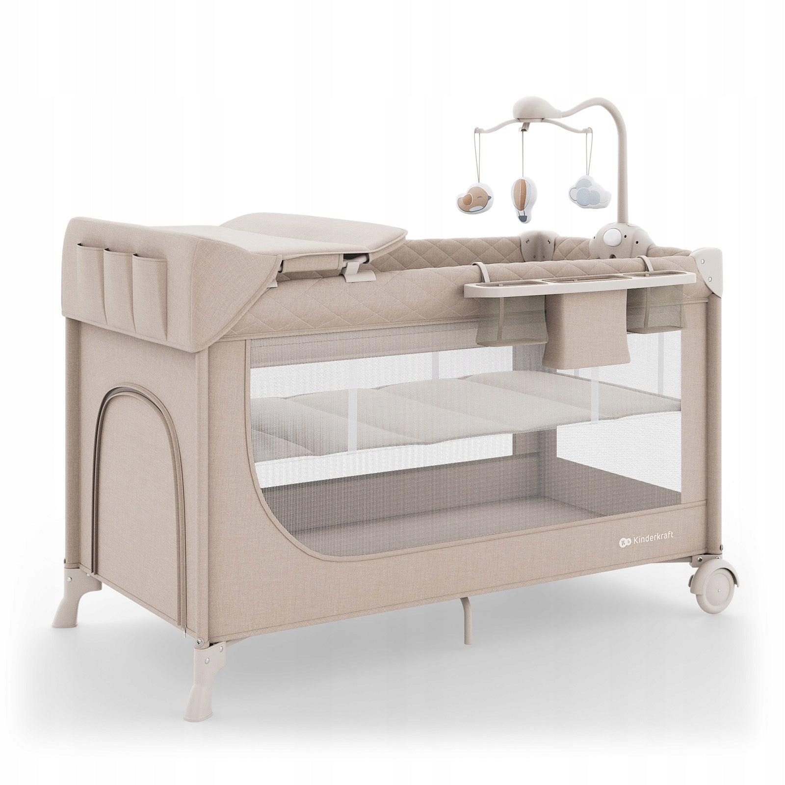 Travel cot Kinderkraft LEODY UP two-level mattress changing table