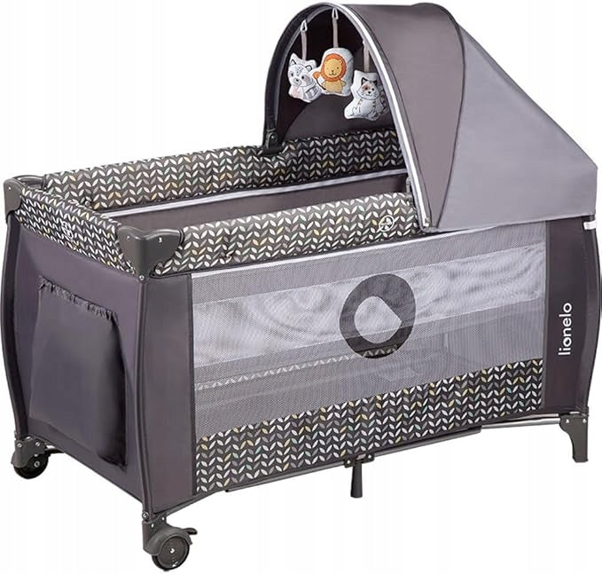 Travel cot Lionelo Sven Plus with changing table grey Color gold