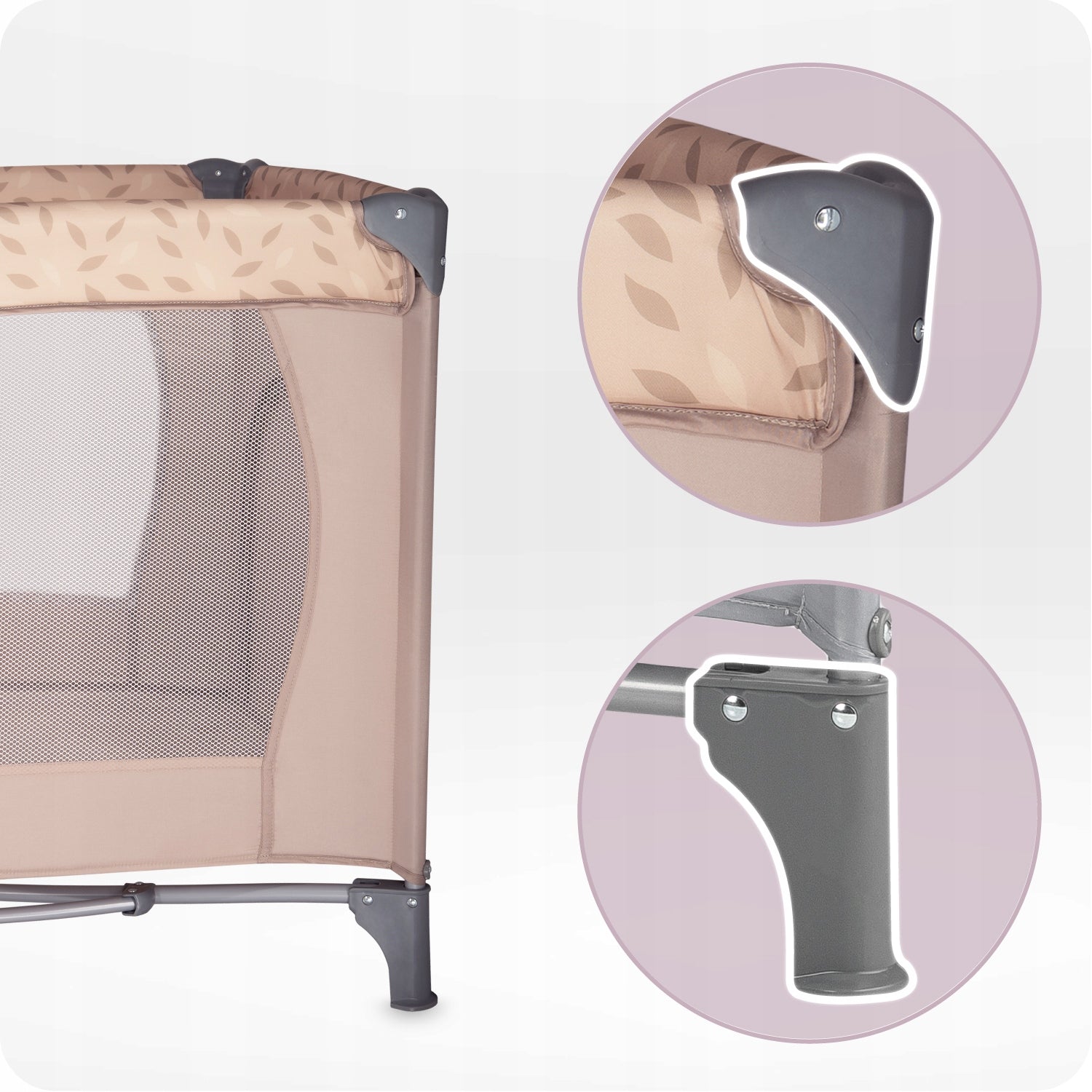 Travel cot MoMi BELOVE beige - mattress folding playpen bag Brand MoMi