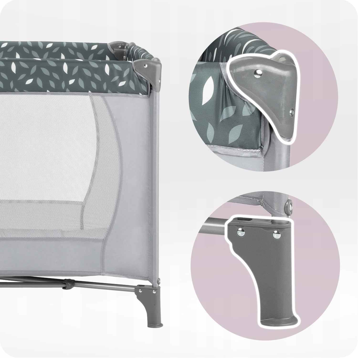 Travel cot MoMi BELOVE grey - mattress folding playpen bag Color gray