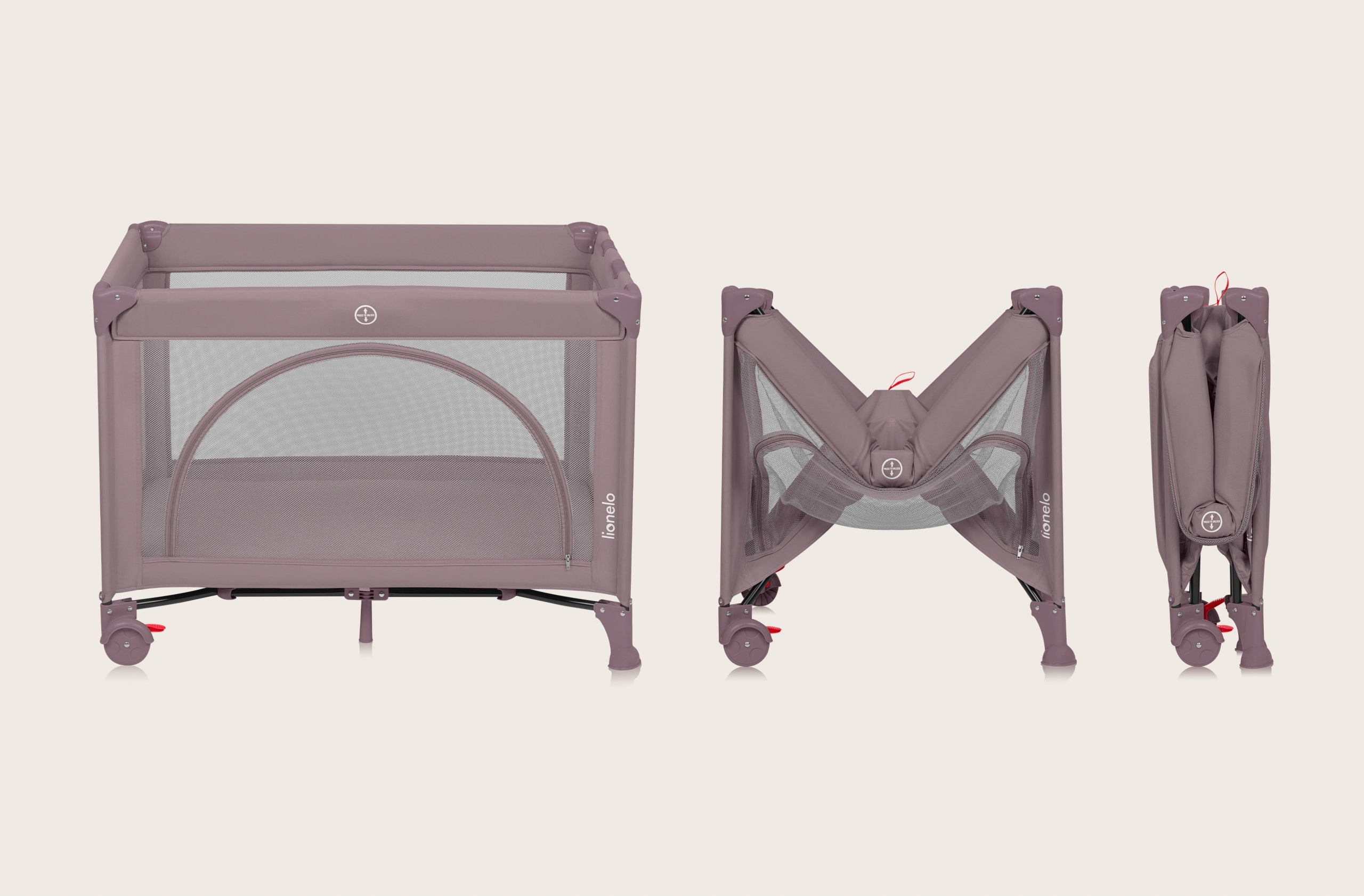 Travel cot TWO-LEVEL 2in1 folding playpen 102x74 Lionelo Laura Brand Lionelo