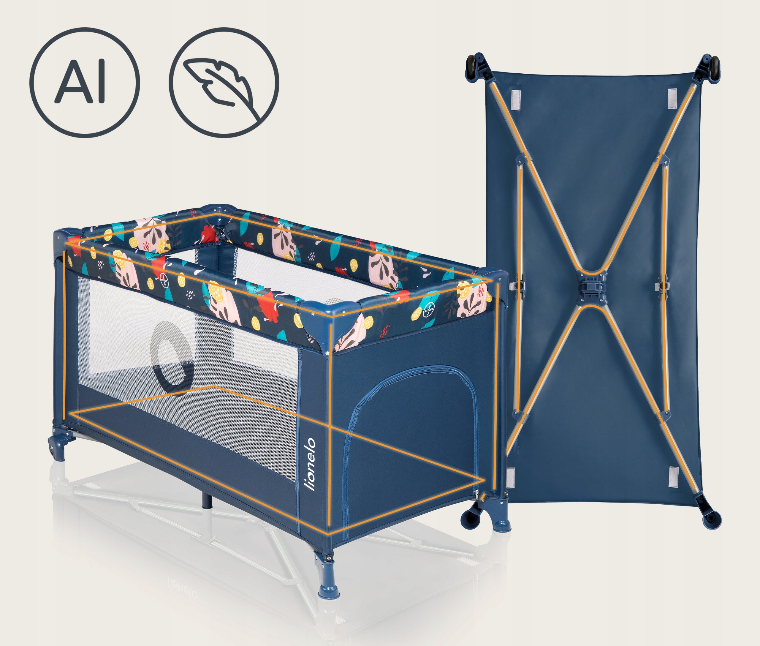 Travel cot folding playpen 2in1 wheel bag + MATTRESS Lionelo Stefi Medical device no