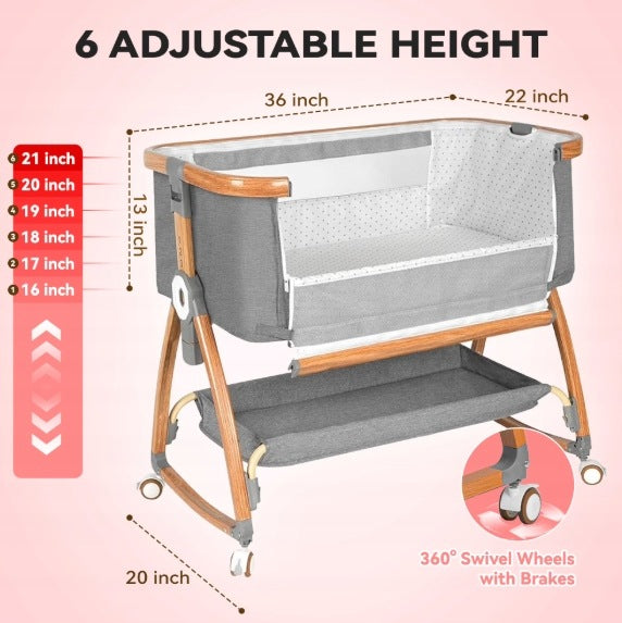 Travel cot grey 5in1 adjustable height up to 15 kg with wheels Brand no brand