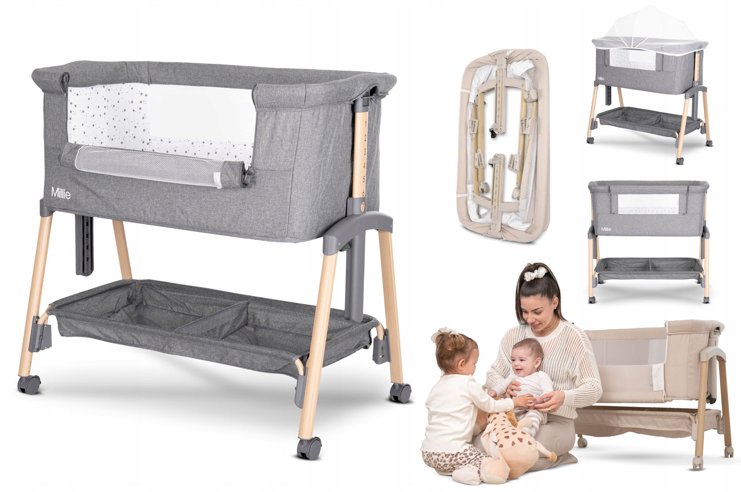 Travel cot height adjustment mosquito net Lorelli Millie Brand Lorelli