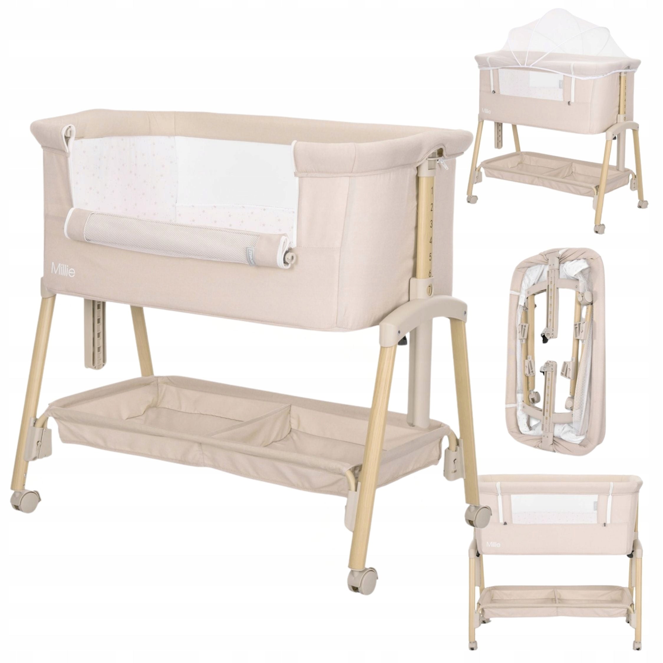 Travel cot height adjustment mosquito net Lorelli Millie