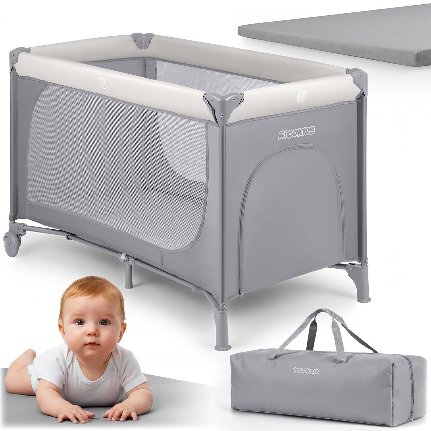 Travel cot + mattress + bag 123,5 x 64 x 76 cm RK-240