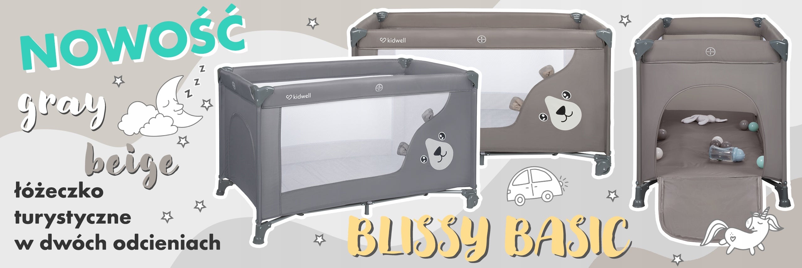Travel cot playpen folding with bag and mattress Kidwell Blissy Brand Kidwell
