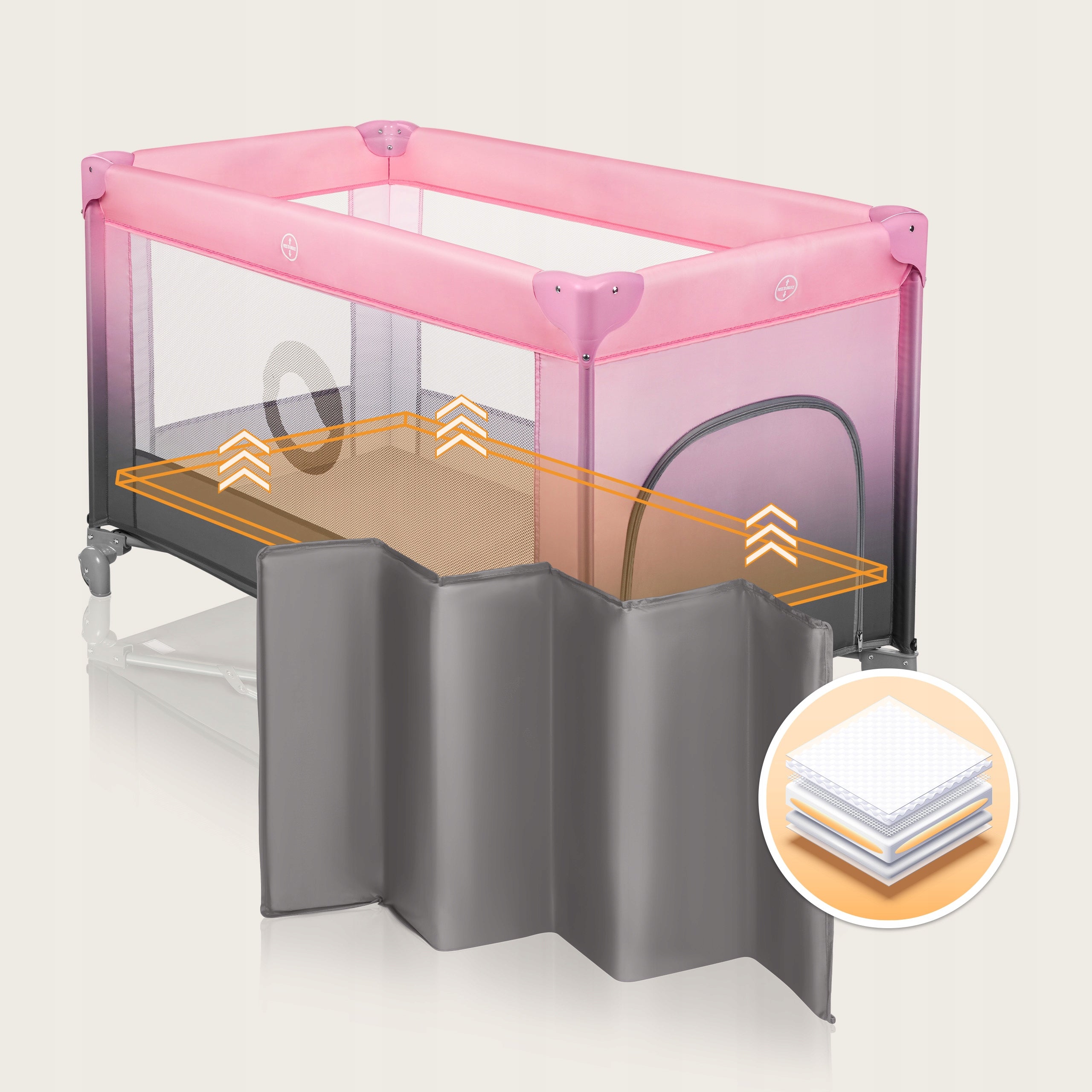 Travel cot playpen for baby + mattress and swaddle Lionelo Stefi Manufacturer code LO-STEFI PINK OMBRE