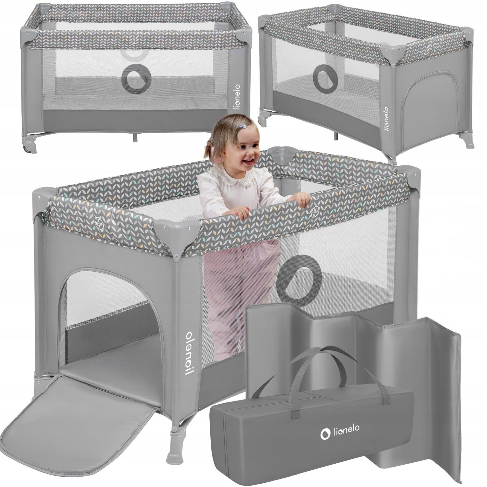 Travel cot playpen for children + bag and mattress Lionelo Stefi