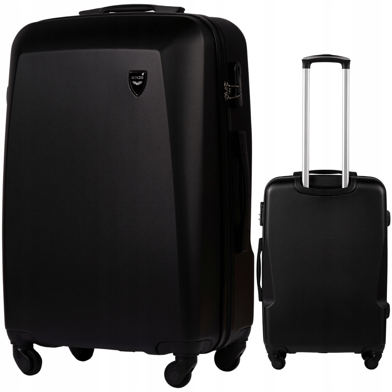 Travel luggage XL MEDIUM hard suitcase CAPACIOUS on 4 wheels with ABS WINGS