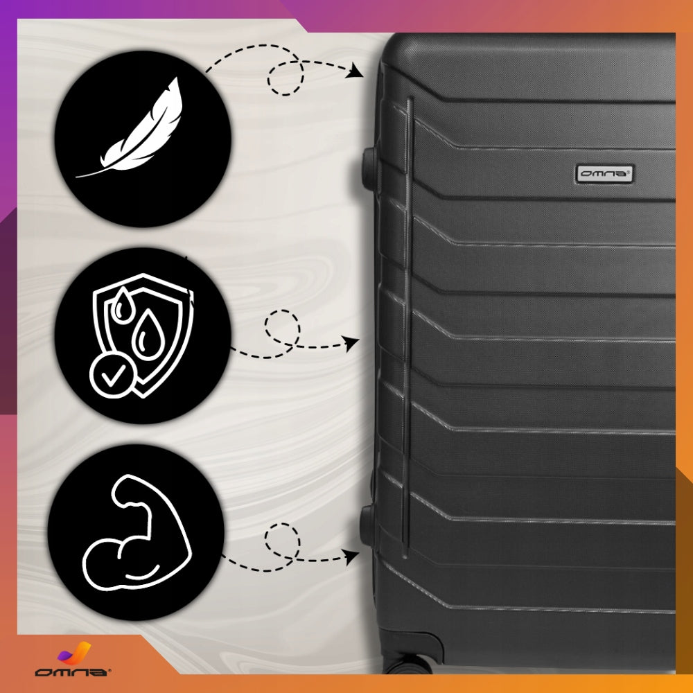 Travel suitcase on wheels medium XL polycarbonate case for children 63L Model ARIZONA 63L CZARNY