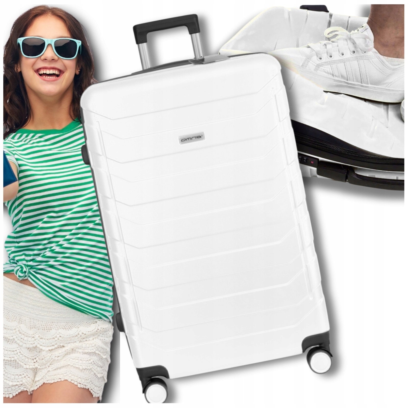 Travel suitcase on wheels medium polycarbonate case for girls 63L