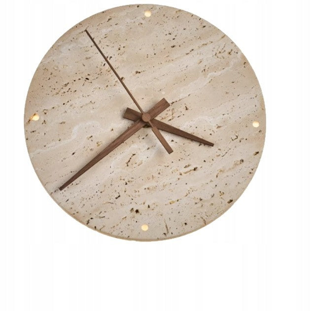 Travertino - wall lamp 30 cm round LED stone clock beige
