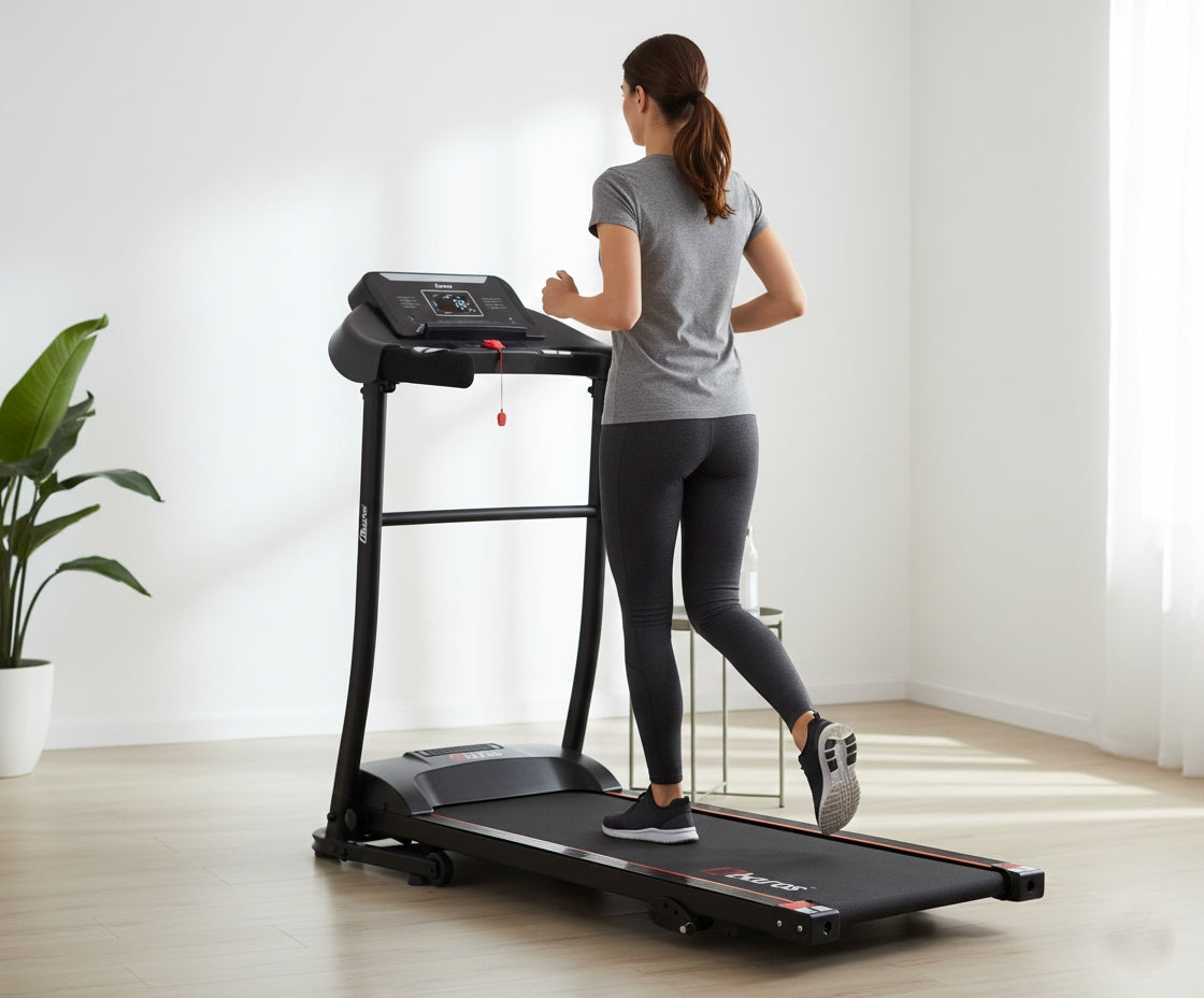 Treadmill 12km/H electric with water bottle holder tablet belt 40cm 110kg AbarQs Manufacturer code 5908239696979