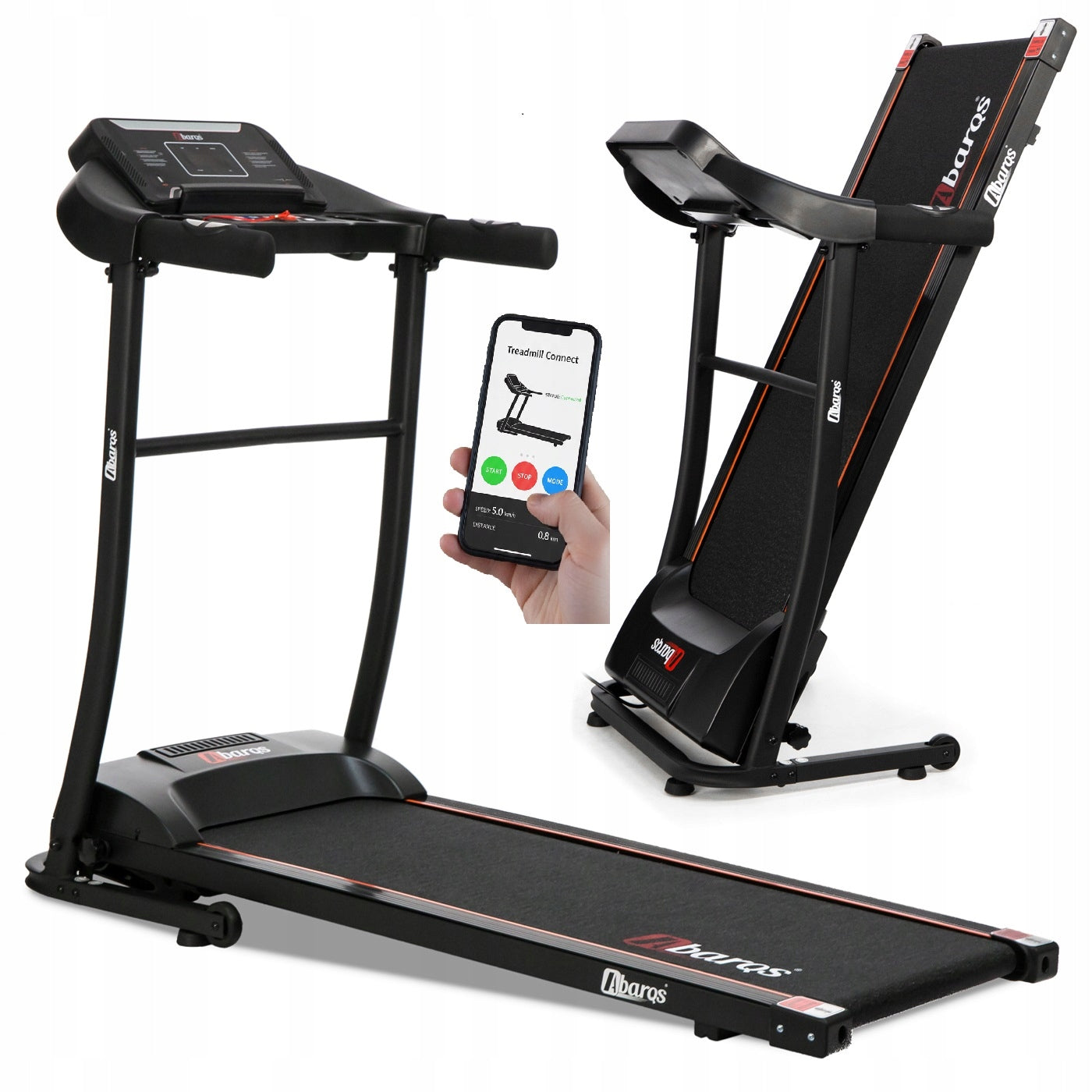 Treadmill 12km/H electric with water bottle holder tablet belt 40cm 110kg AbarQs