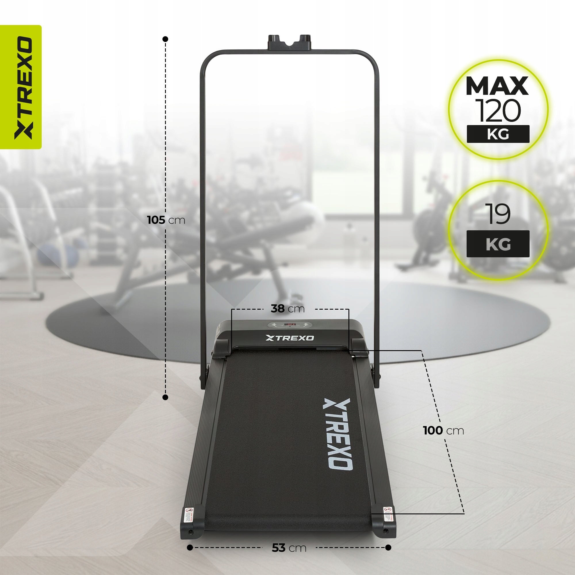 Treadmill XTREXO W100+ black compact, foldable quiet, with shock absorption 6 km/h Brand Xtrexo