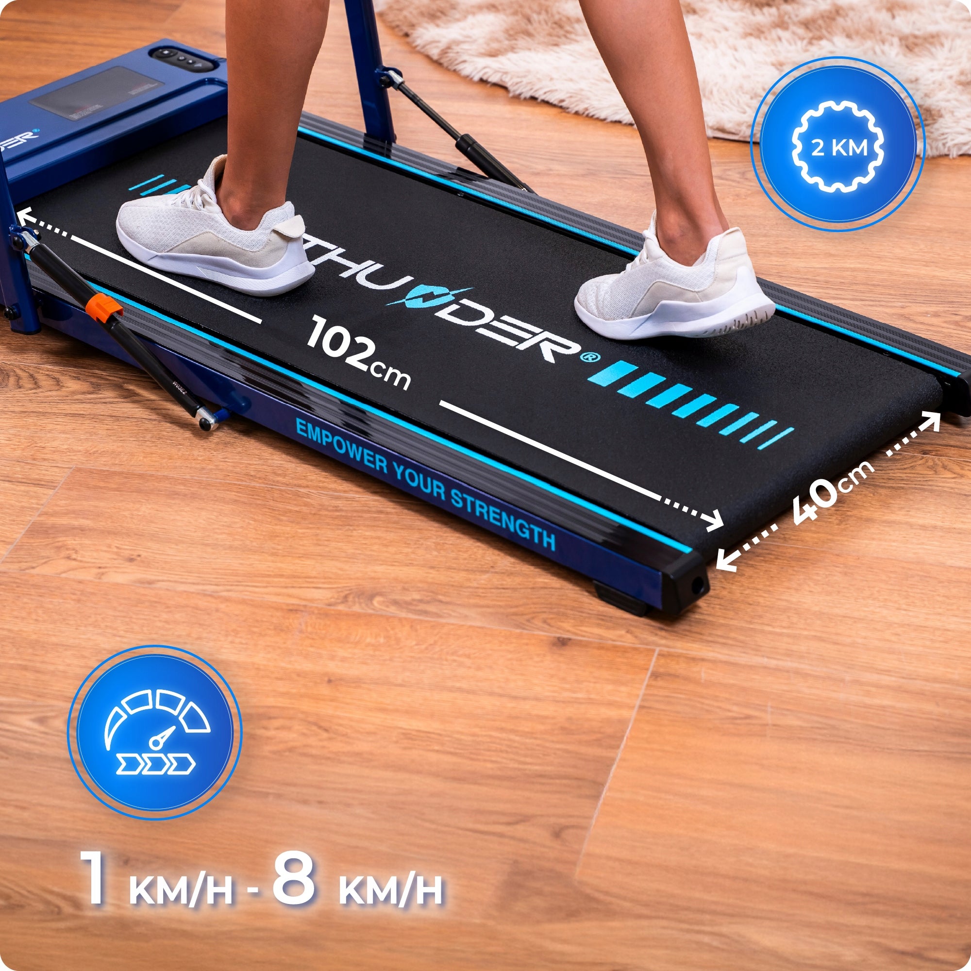 Treadmill folding small electric 2in1 for home under desk 1-8km application Manufacturer code VIVA-BLUE