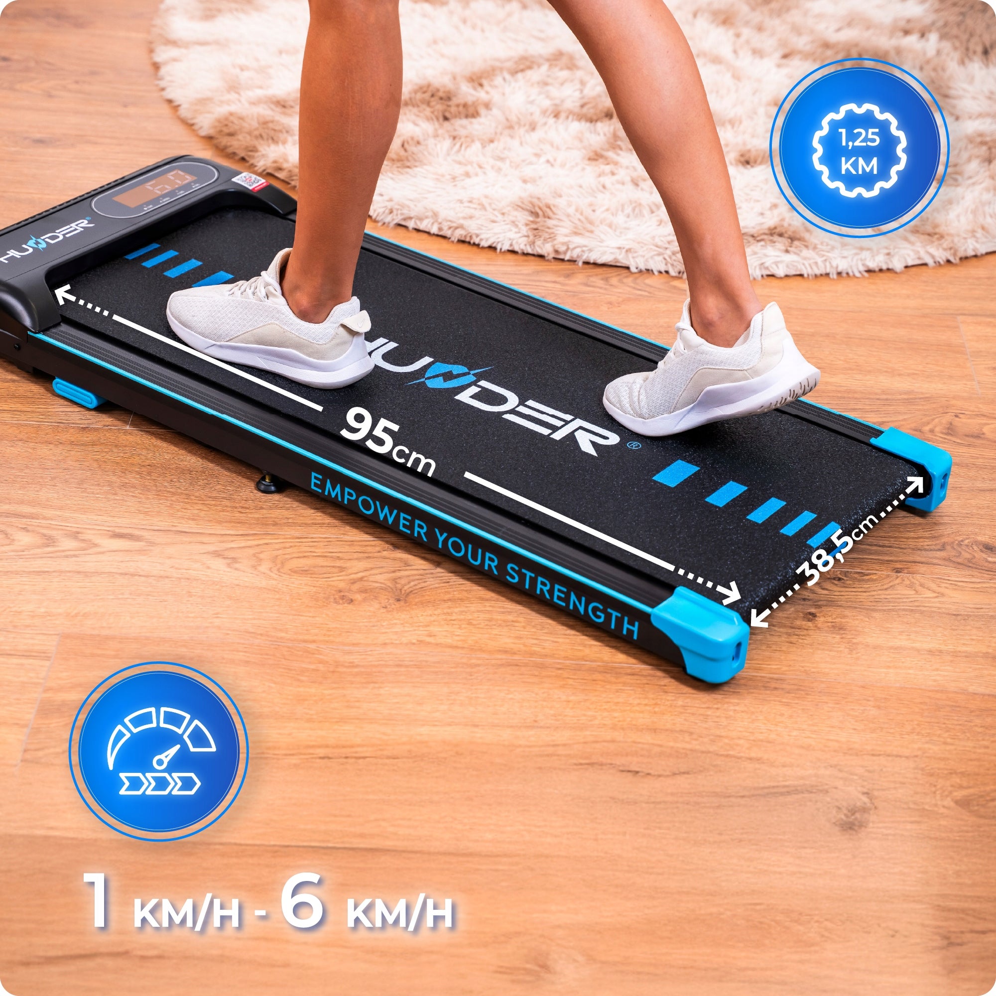 Treadmill small home under desk bed 6km electric training walkingpad Manufacturer code KINDI-BLACK