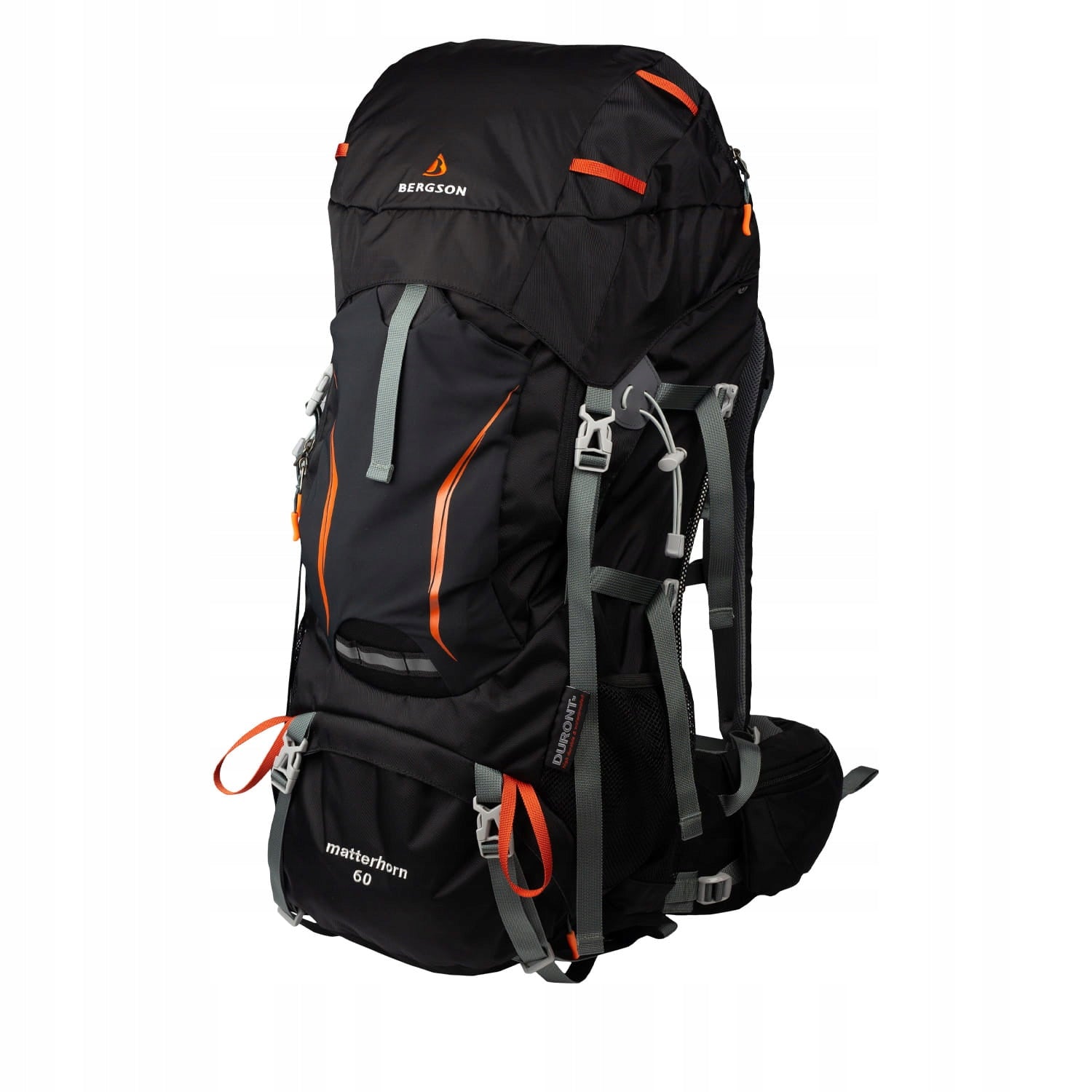 Trekking backpack BERGSON MATTERHORN 60L Black mountain hiking H2O large Packaging status original