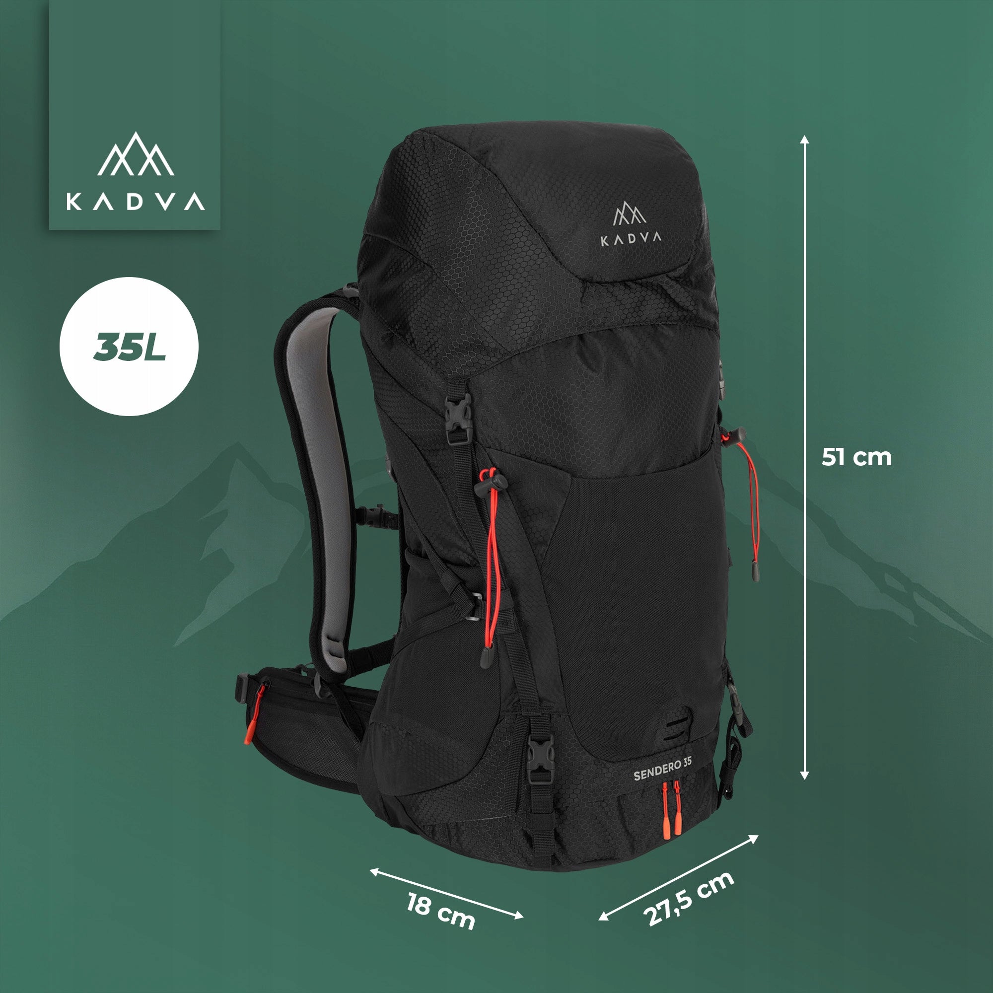 Trekking backpack KADVA Sendero 35l HIKING TRAVEL LUGGAGE LARGE IN THE MOUNTAINS Packaging status original