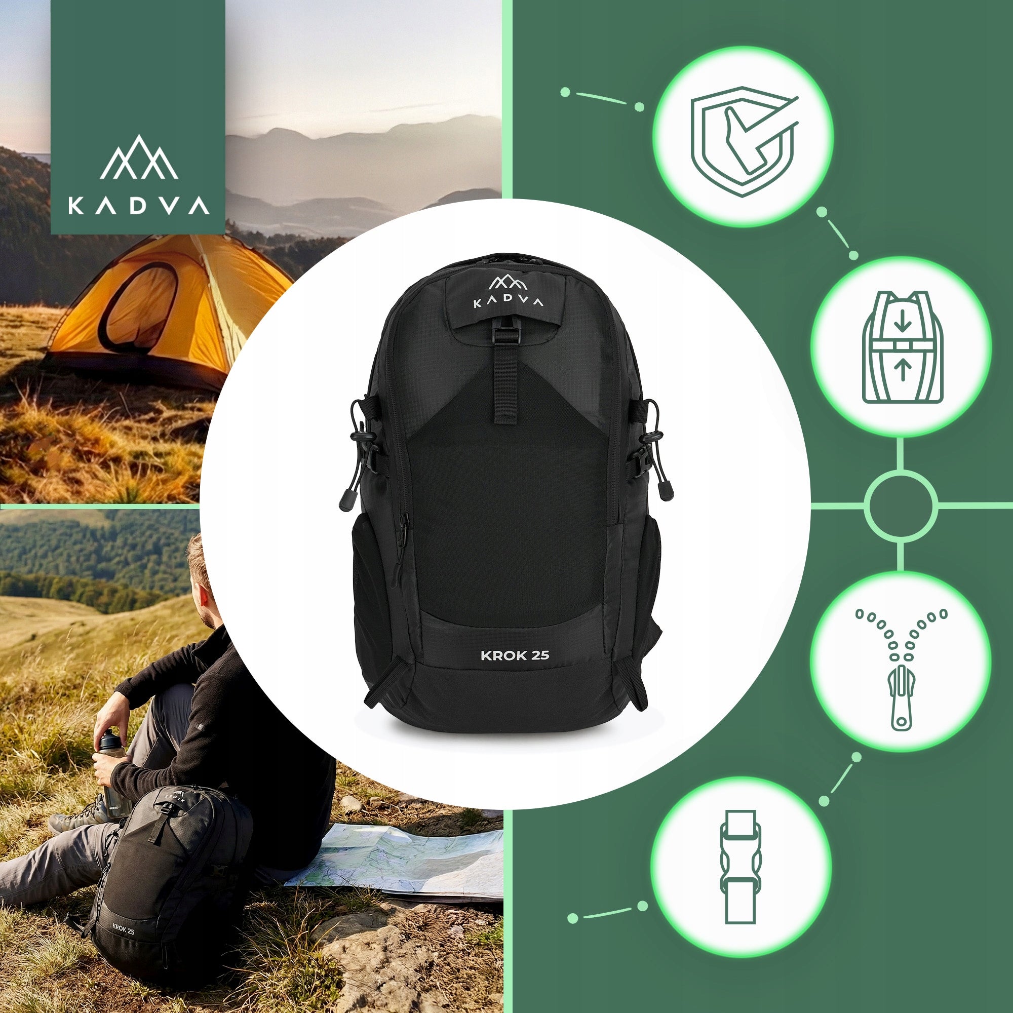Trekking hiking backpack KADVA Step 25l STRONG TRAVELER IN THE MOUNTAINS Packaging status original