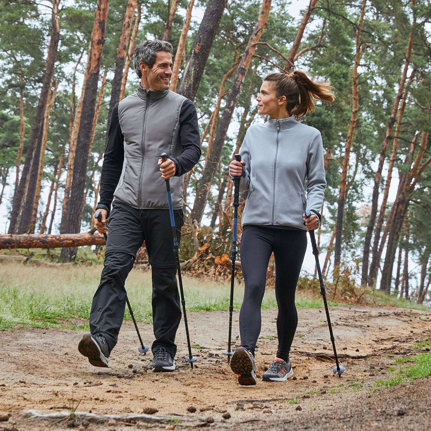 Trekking poles Nordic walking poles foam cork Color blue