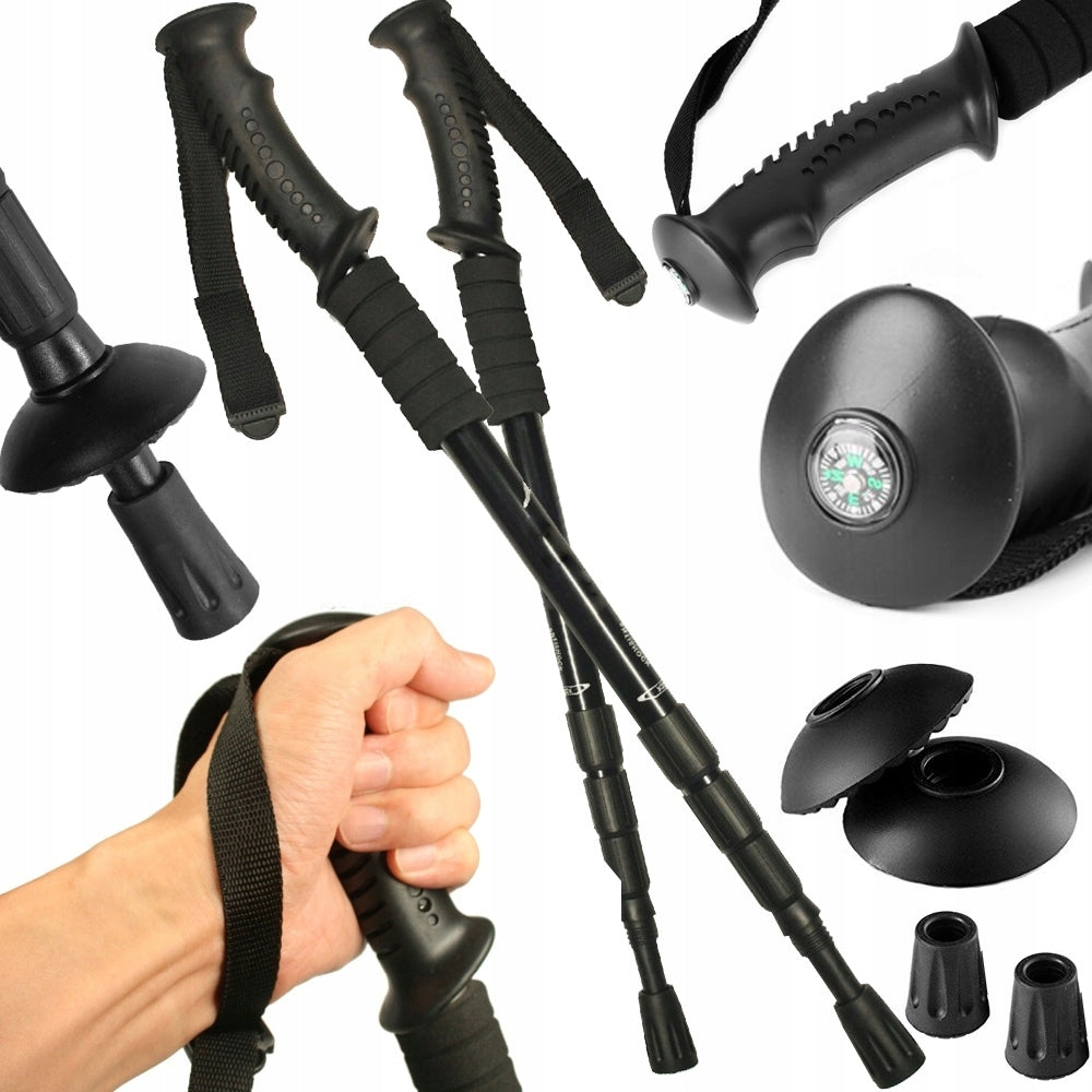 Trekking poles adjustable 64-135cm folding alu Nordic walking poles