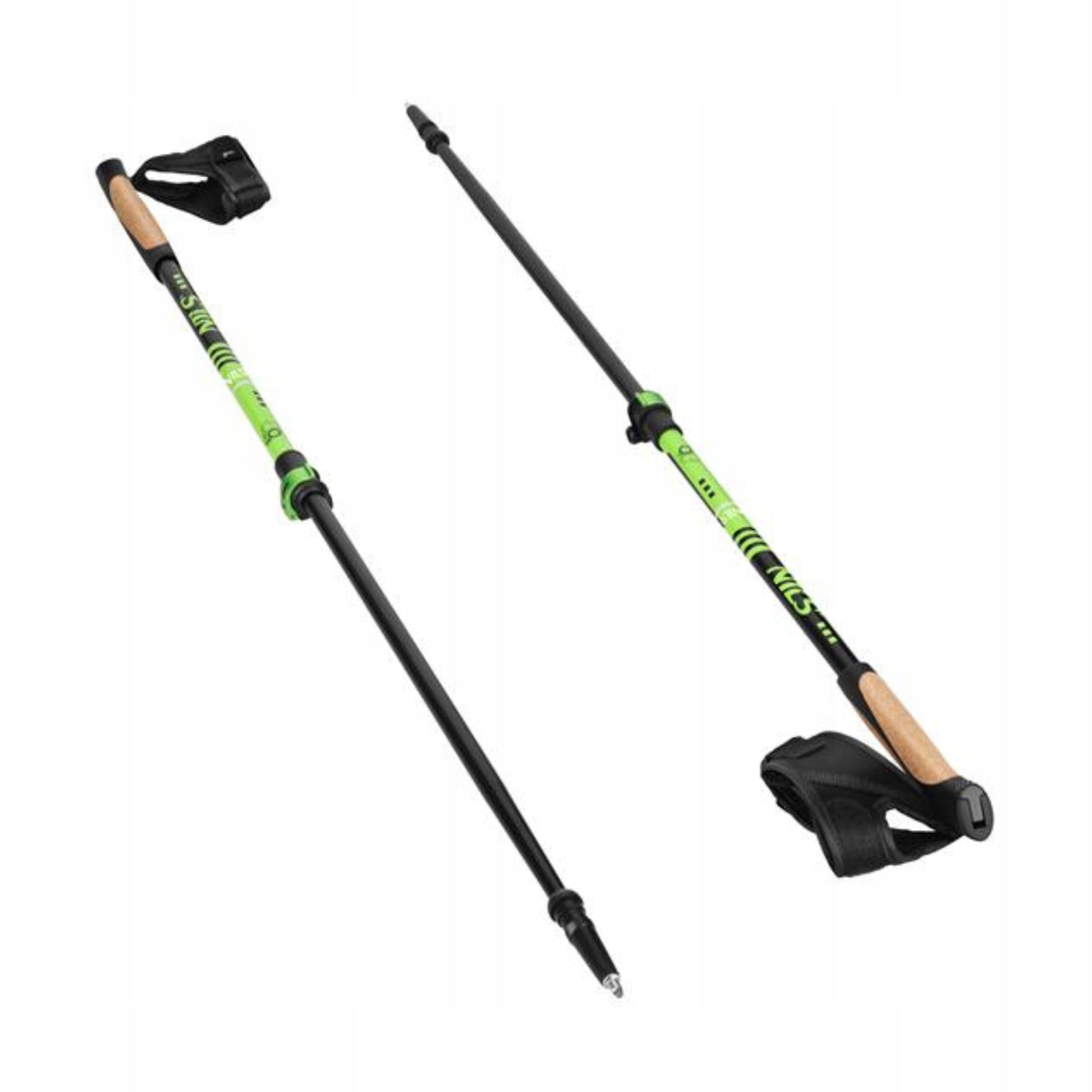 Trekking poles adjustable for walking Nordic Walking green Color green