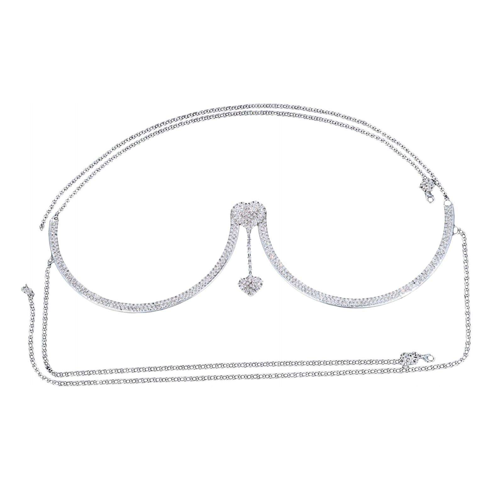 Trendy Rhinestone Chest Bracket Body Jewelry Bra Chain Underwear Silver