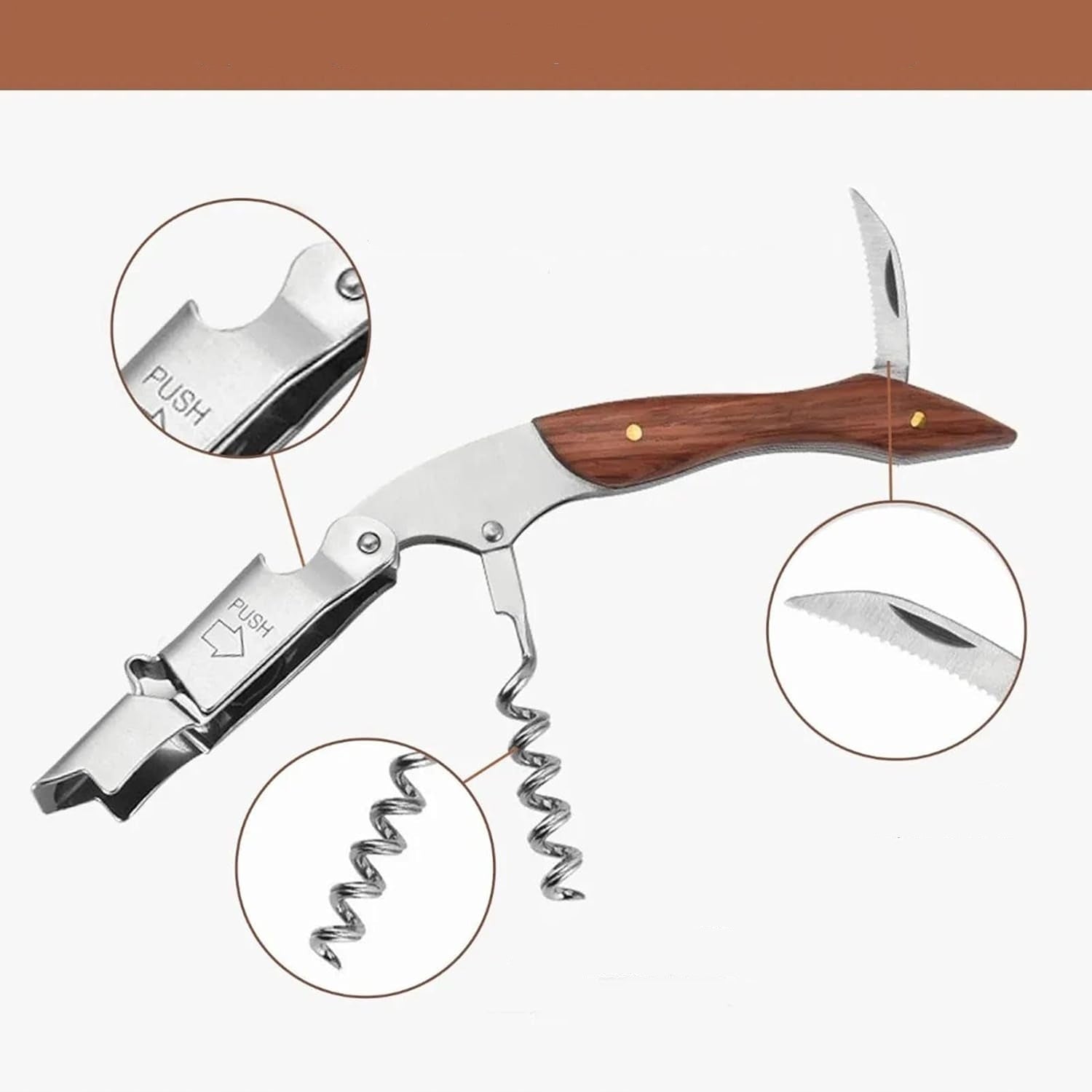 Tribune Elegant Wine Opener Corkscrew Bartending Exotic Wood Manufacturer code Trybuszon Elegancki Wina Korkociąg egzotyczne