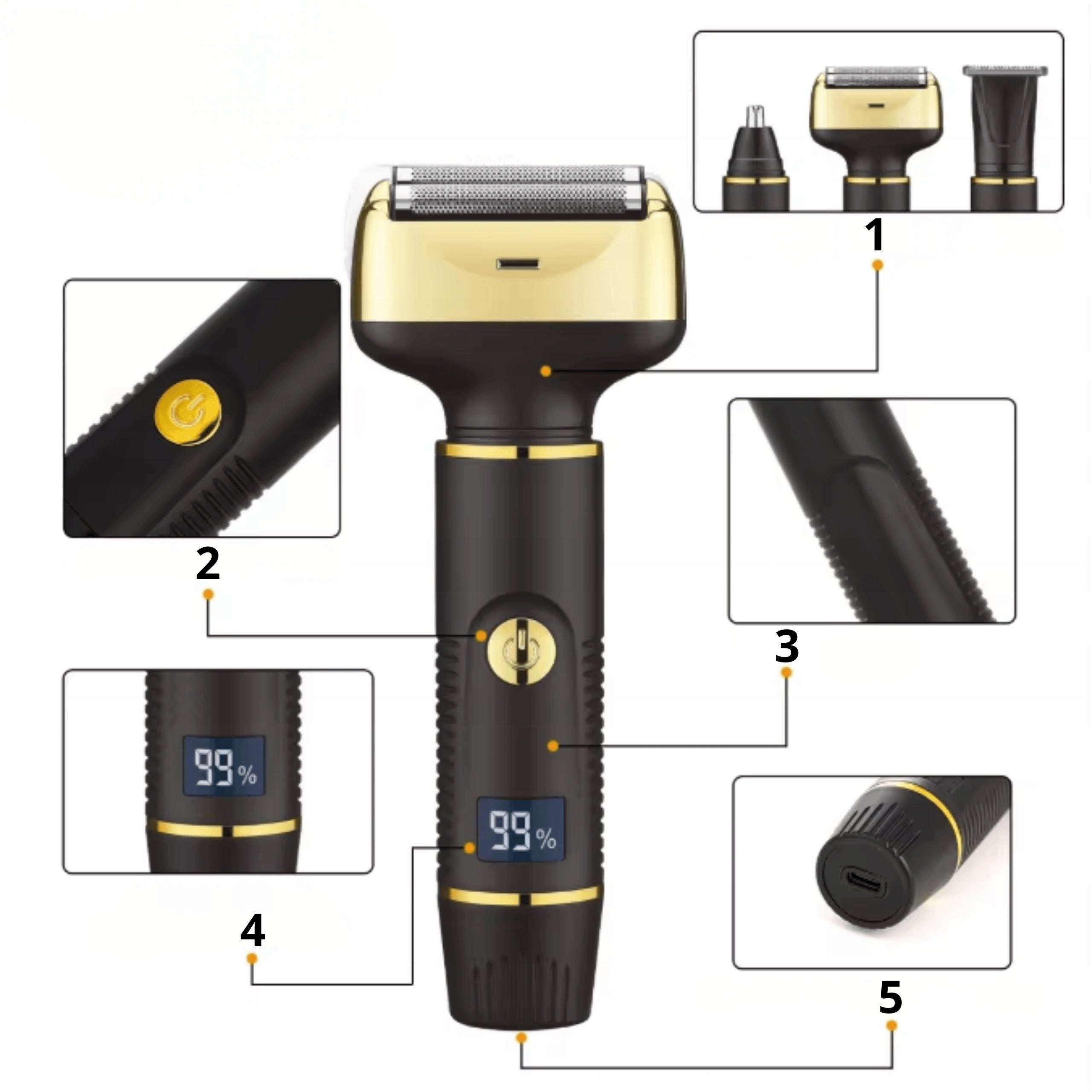 Trimmer Electric Shaver Men's 3in1 For Body Hair Nose Beard LCD USB Packaging status original