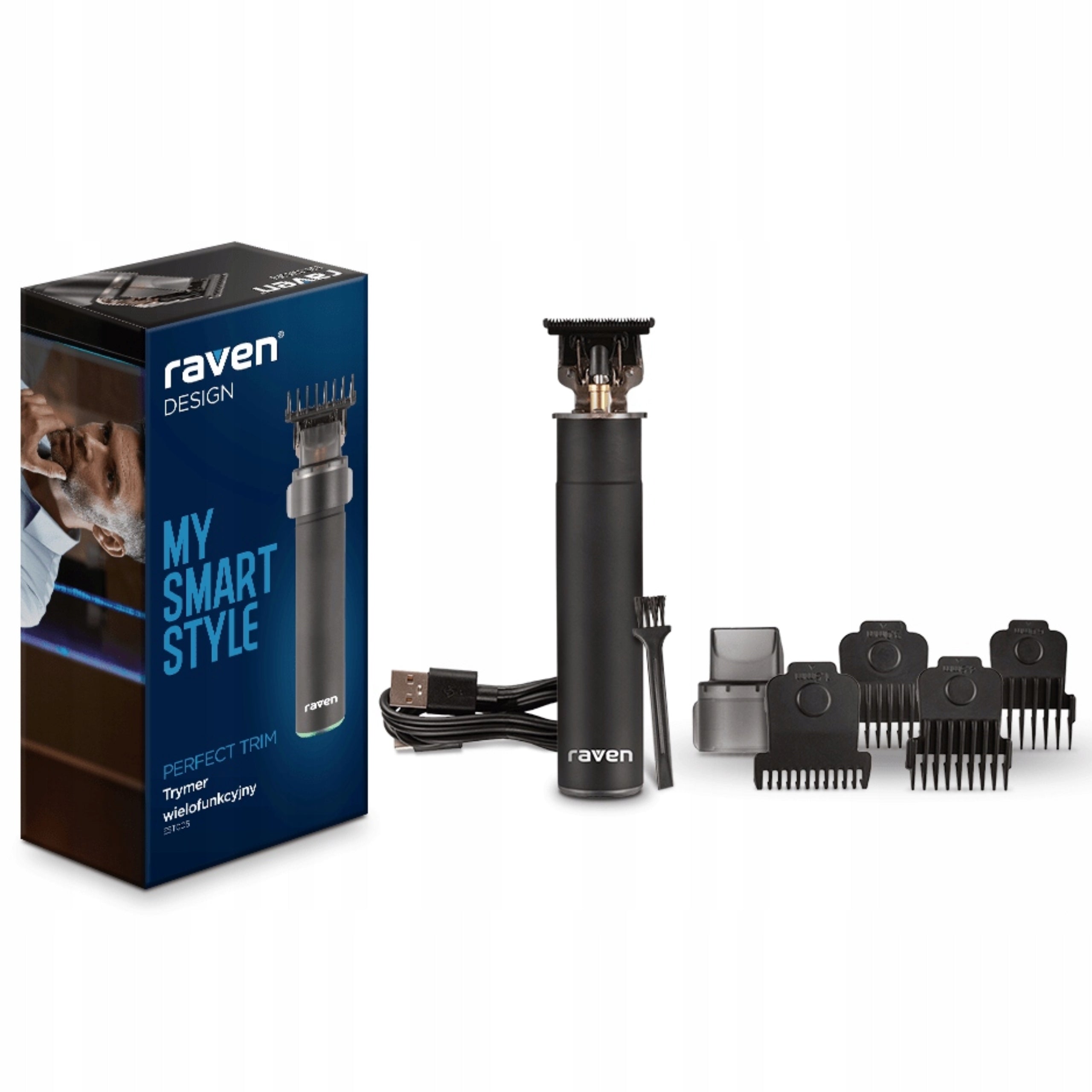 Trimmer Raven EST005 4 magnetic caps 150min IPX6 USB oil + brush Manufacturer code EST005