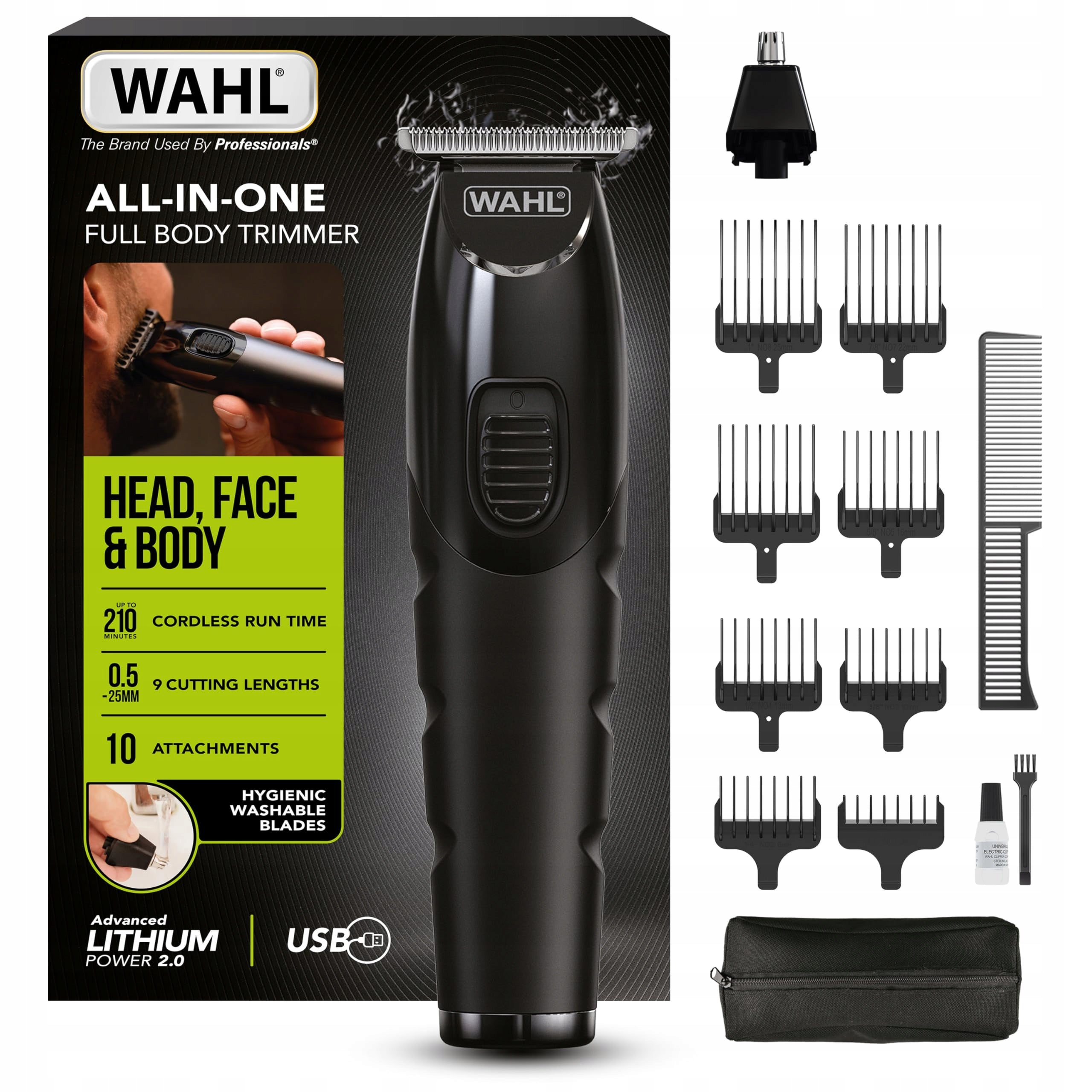 Trimmer WAHL All in One 210 min work Waterproof tips Powerful battery