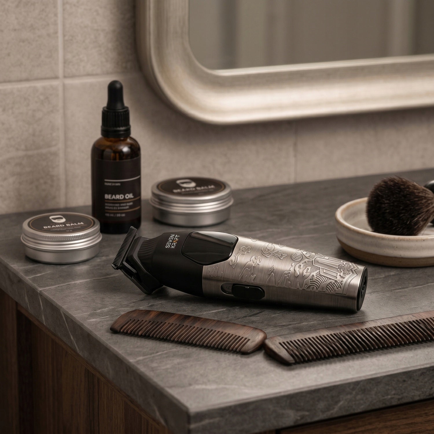 Trimmer for Beard and Mustache USB-C 2 LED Speeds 3 Combs ErgonomicSteel Manufacturer code 2969