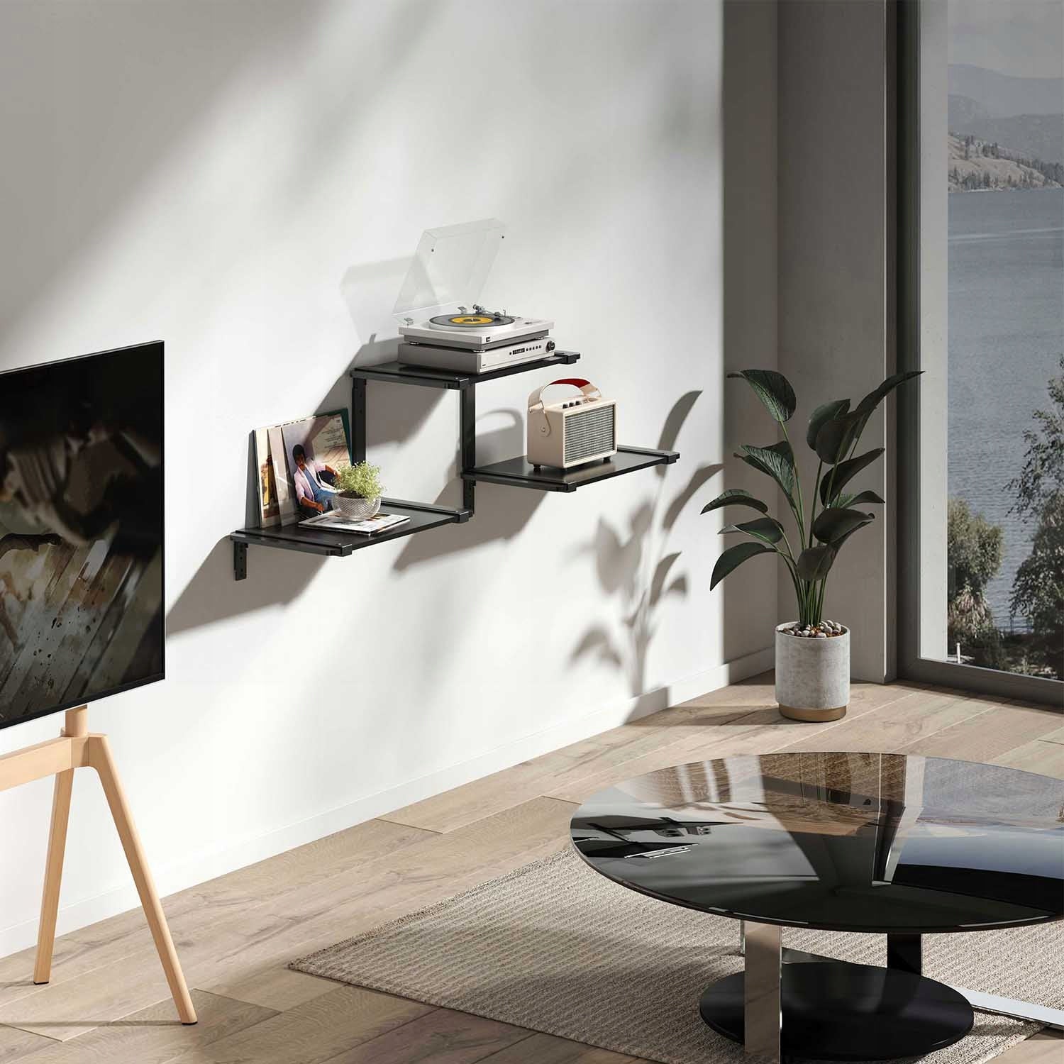 Triple wall shelf RTV modular design black 3x10kg three-level Manufacturer code MC-974