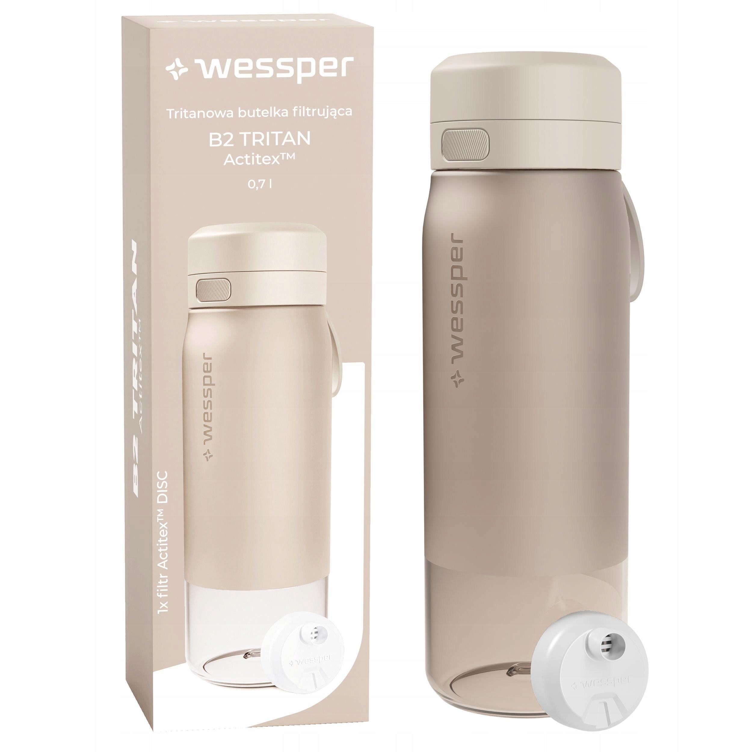 Tritan filter bottle 0,7l Wessper B2 with BPA FREE filter beige