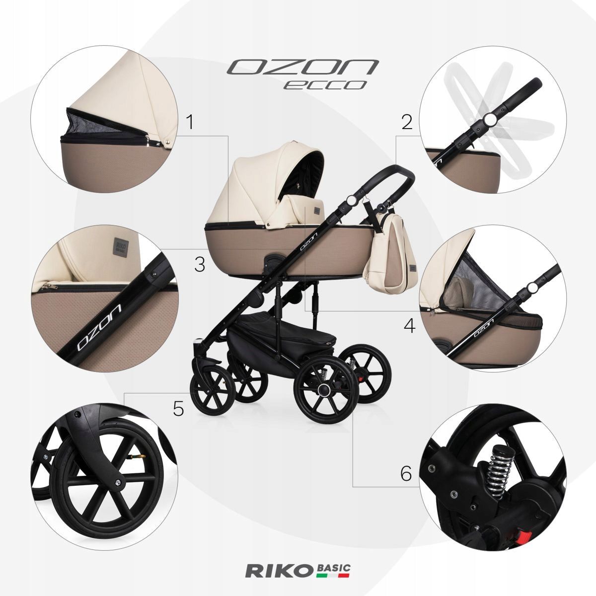 Trolley 2in1 OZON Riko Basic Polish Pumped Wheels Seat Front Set Packaging status original