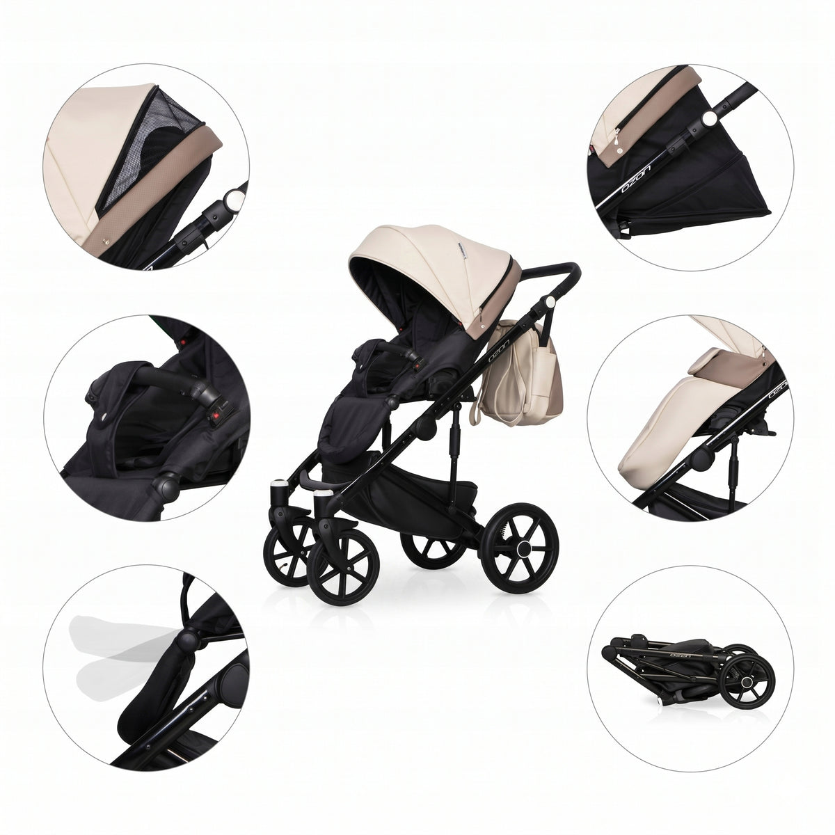 Trolley 2in1 OZON Riko Basic Polish Pumped Wheels Seat Front Set