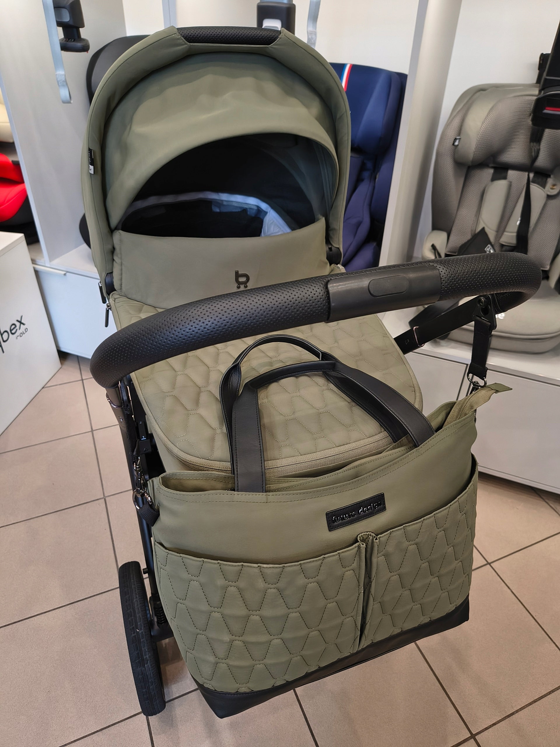 Trolley 2in1 front rear Future Design INSPIRO Silk Olive folding gondola Brand Future Design