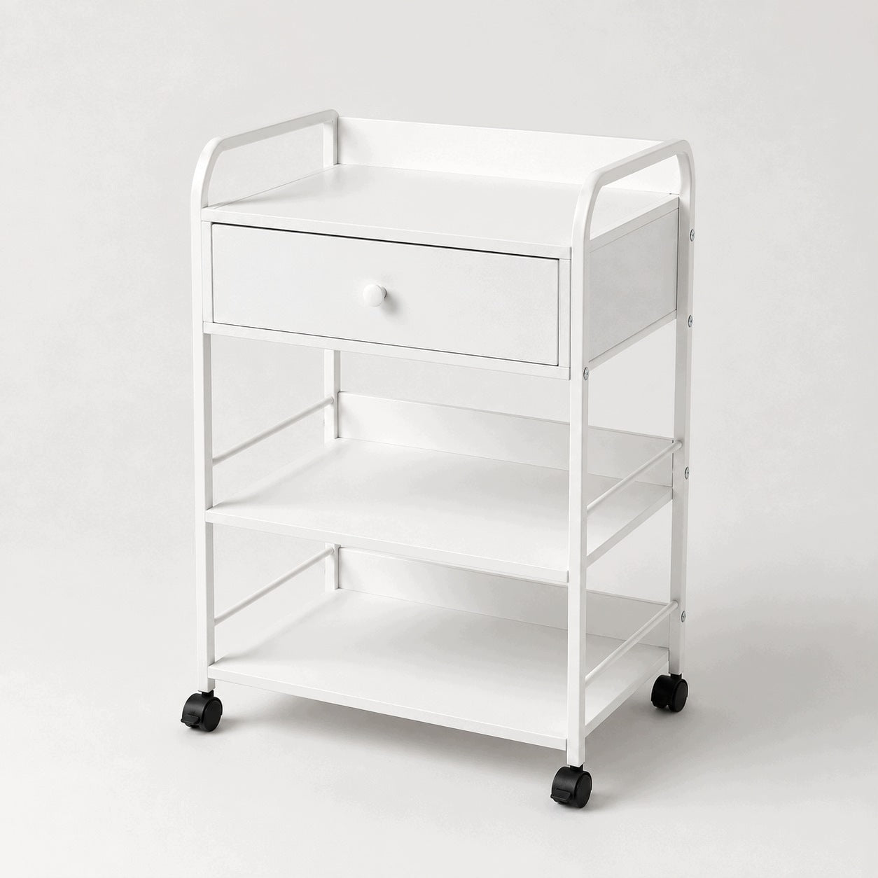 Trolley Cosmetic Helper for Living Room Wheels Drawer Shelves White Brand no brand