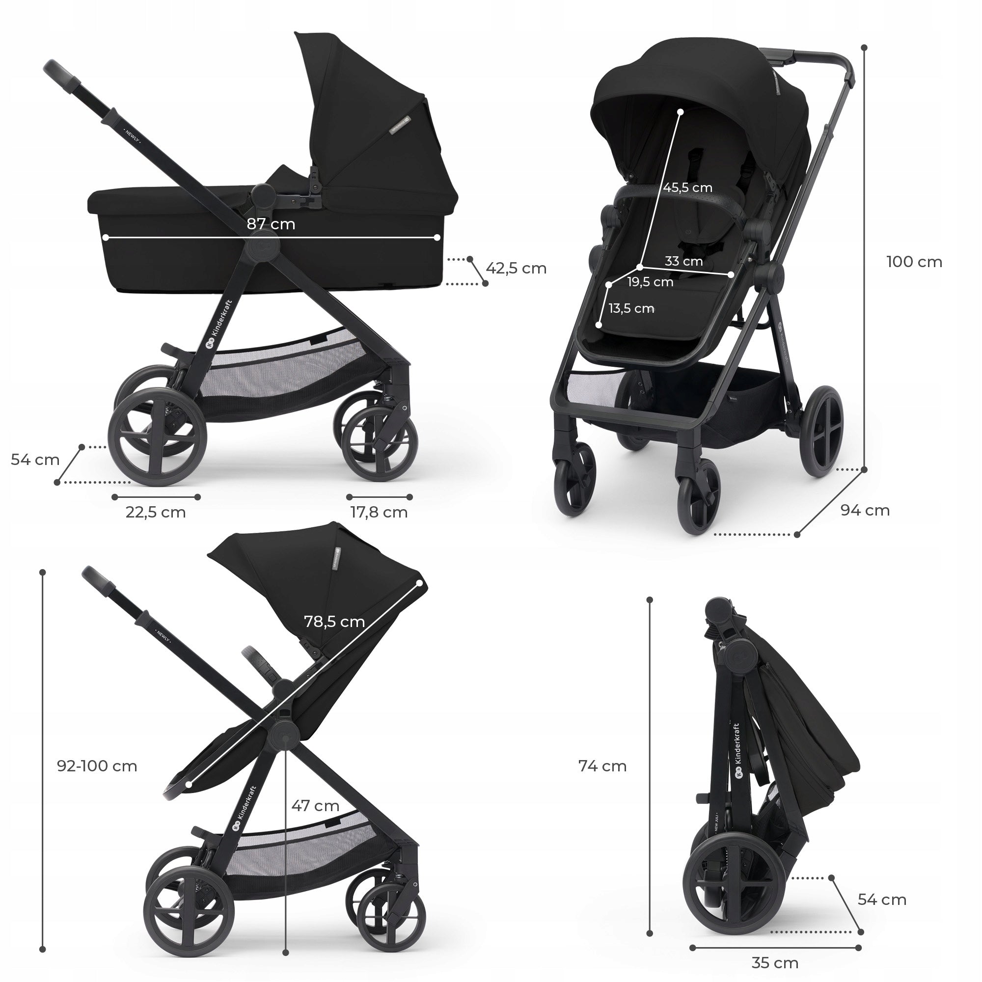 Trolley Multifunctional 4in1 Kinderkraft NEWLY Stroller Seat MINKPROBlack Packaging status original