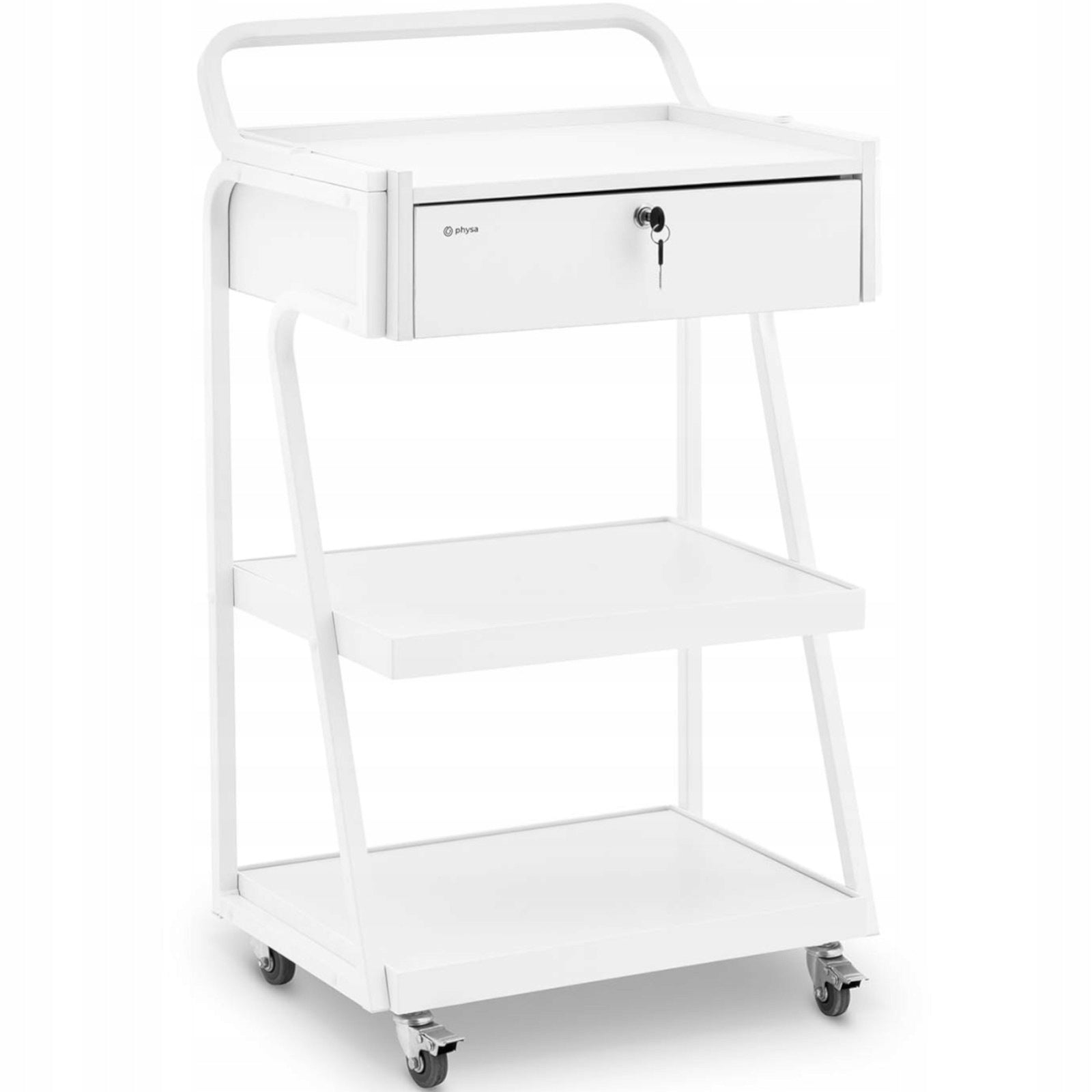 Trolley cosmetic helper Physa 80kg 3 shelves drawer 55x39x90cm white Brand Physa