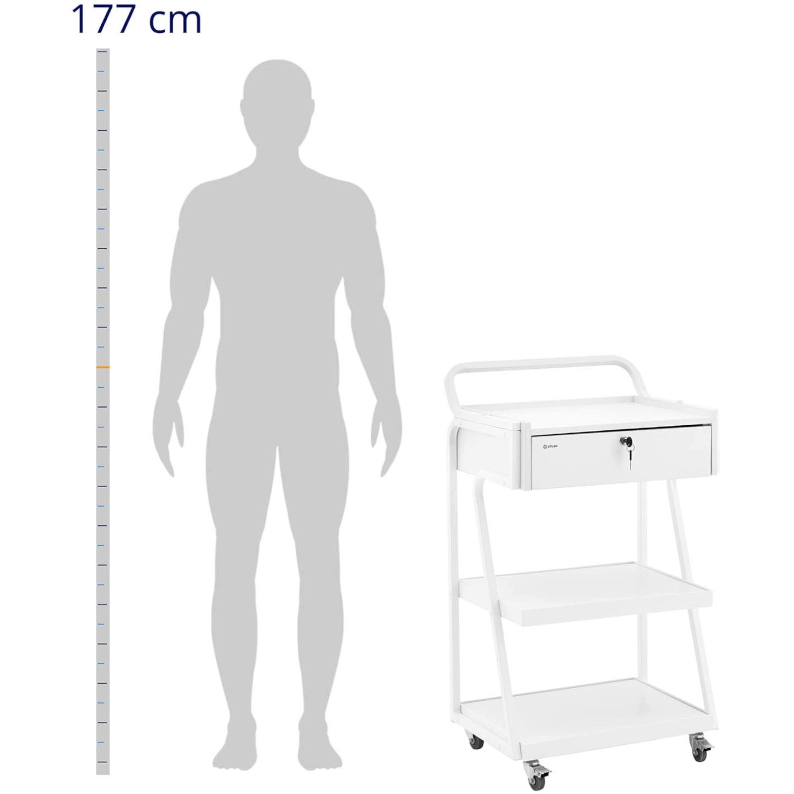Trolley hairdresser cosmetic helper 1 drawer 3 shelves 55 x 39 x 90 cm - Product weight with unit packaging 86.67 kg