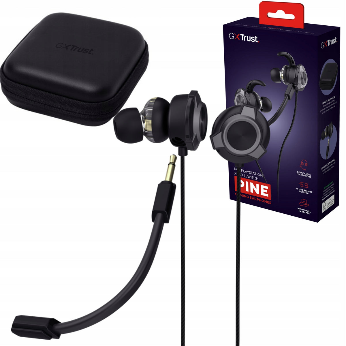 Trust GXT 406 Pine Wired In-Ear Headphones with Microphone + CASE
