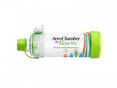 Tube chamber AeroChamber Plus Flow children from 5 years - GREEN EAN (GTIN) 0762860850996