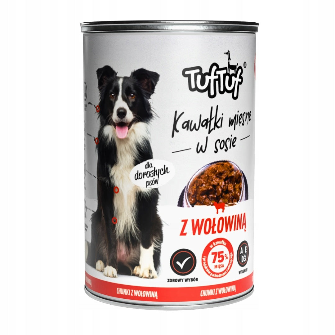TufTuf Wet Dog Food Pieces in Sauce GREAT MIX OF Flavours 24x415g Brand Tuf Tuf