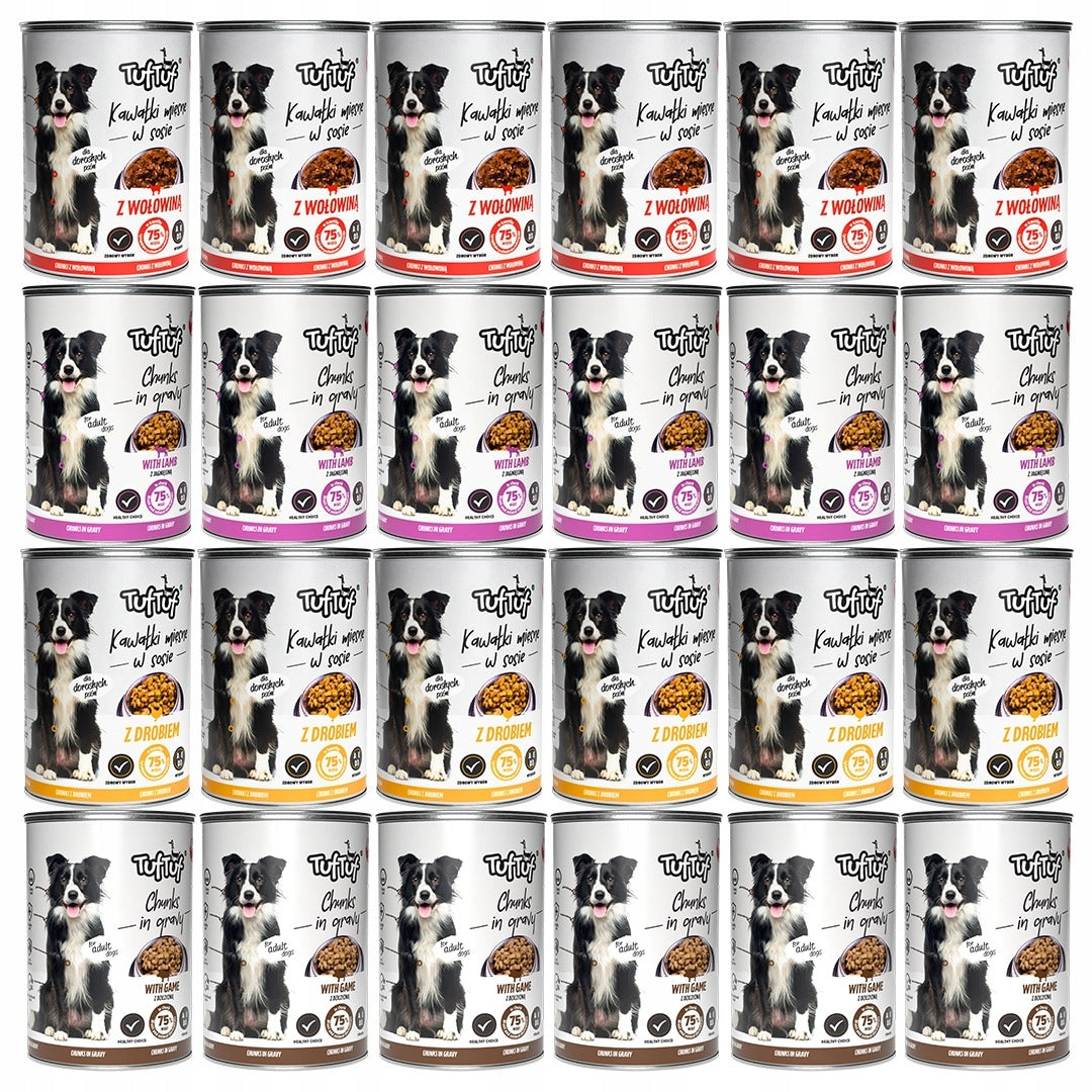 TufTuf Wet Dog Food Pieces in Sauce GREAT MIX OF Flavours 24x415g